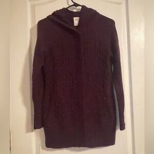 Cambridge Dry Goods Deep Purple Wool Blend Hooded Fisherman’s Sweater XS